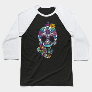 Cute Sugar Skull Flowery Mex Art Baseball T-Shirt